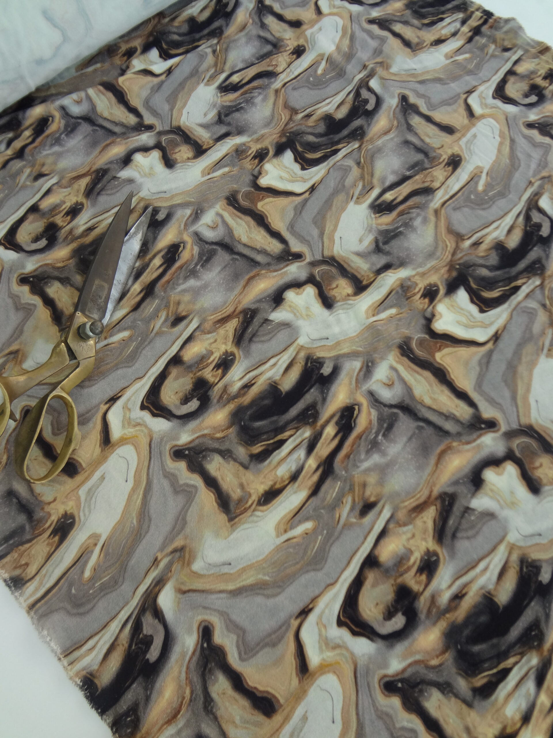 Jarse Örme Kumaş Mermer Desen Baskılı