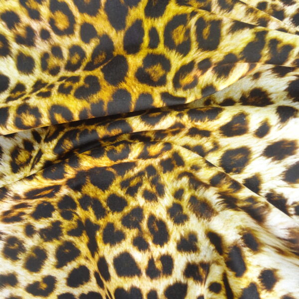 Leopar Desenli Baskılı Denim Kumaş