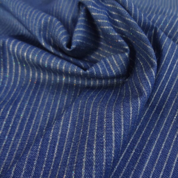 İnce Gümüş Çizgili Denim Kumaş