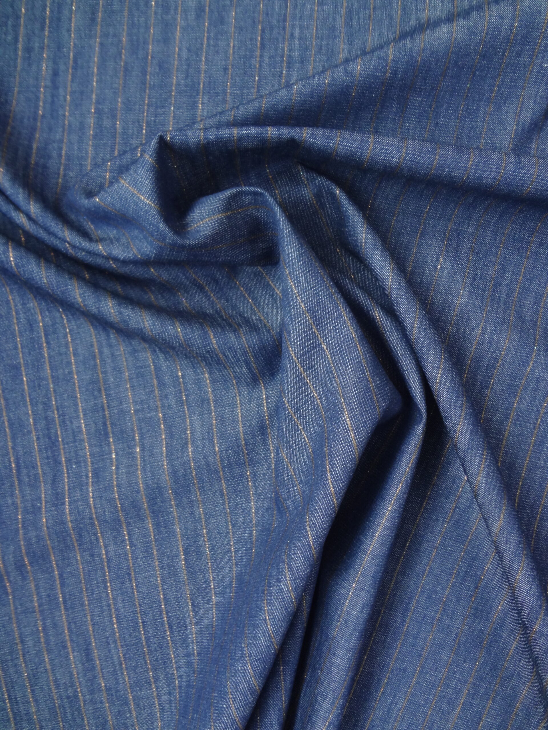 Bakır Çizgili Denim Kumaş - Görsel 2