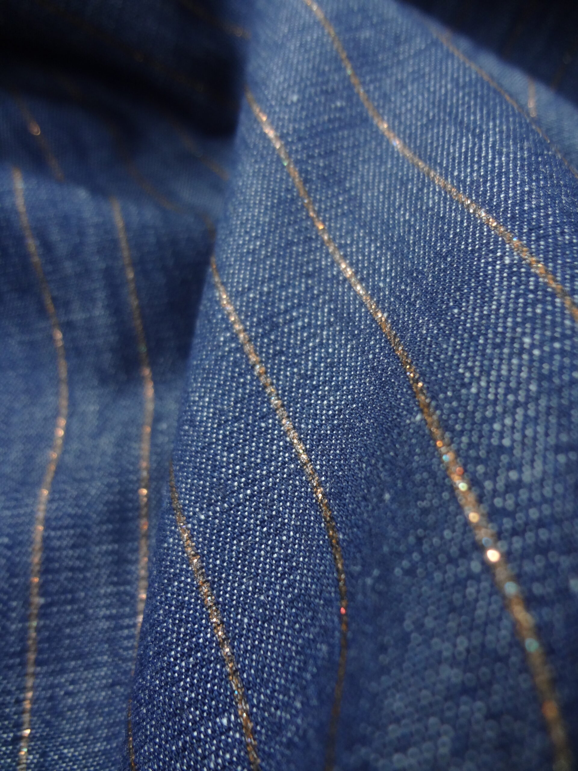 Bakır Çizgili Denim Kumaş