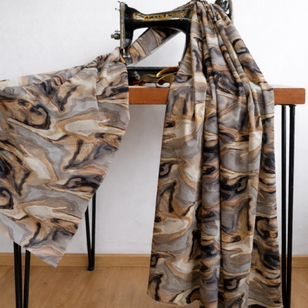 Jarse Örme Kumaş Mermer Desen Baskılı